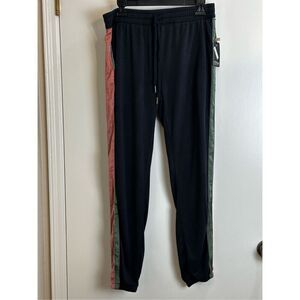 PJ Savage NWT size M jogger/pajama bottoms black with peach/green